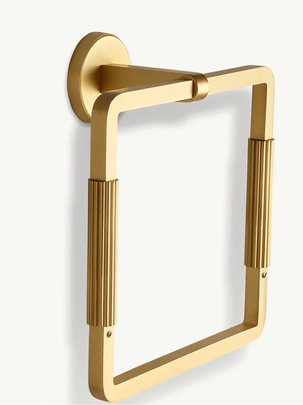 RH Restoration Hardware Pillars Square Towel Ring gold Brass Bathroom New